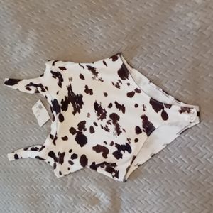 NWT Forever 21 brown and cream bodysuit size large.